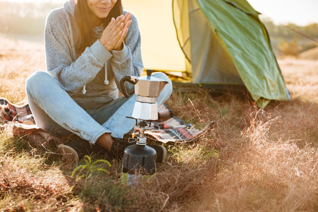 Espressokocher beim Camping
